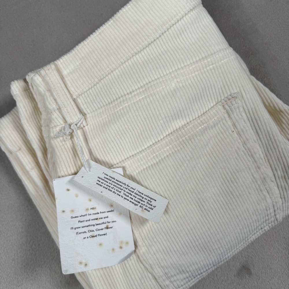 รtica Corduroy Pants Womens 29 Cream White High Waisted Straight Leg Button Fly